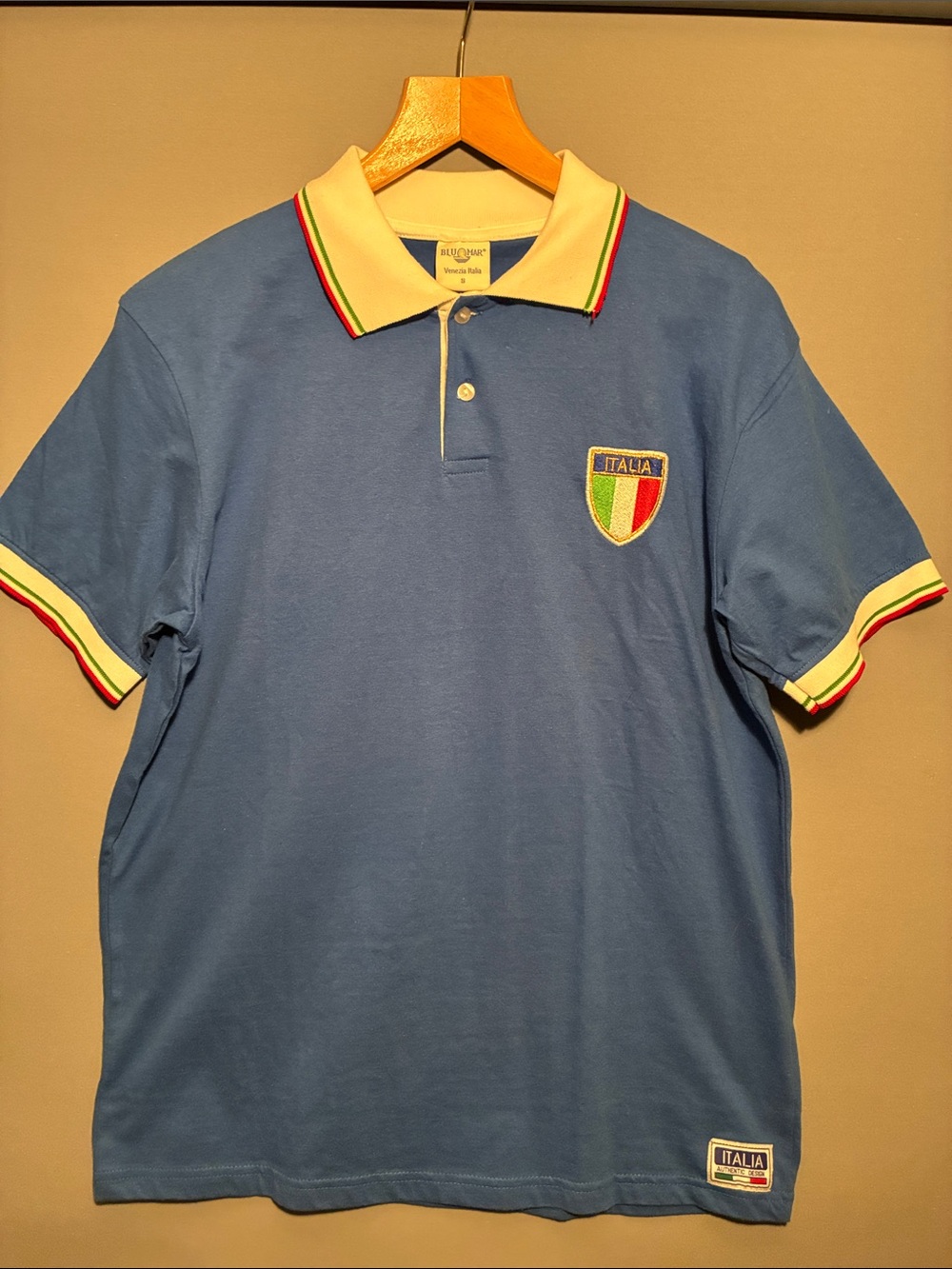 NWT Blu Mar Venezia Italia Blue Polo Shirt with Crest size S